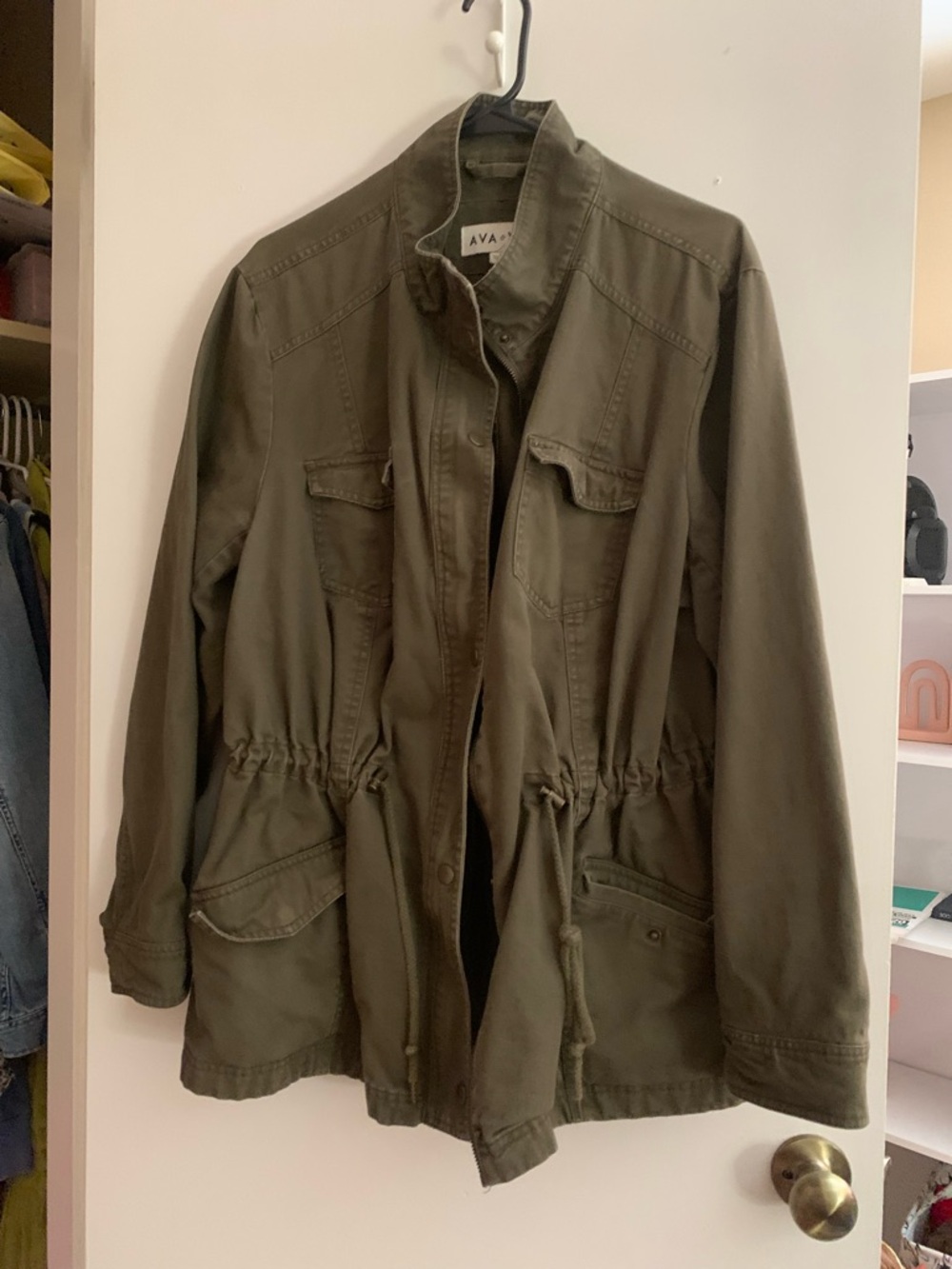 Ava & Viv Olive Green Drawstring Waist Cargo Jacket
